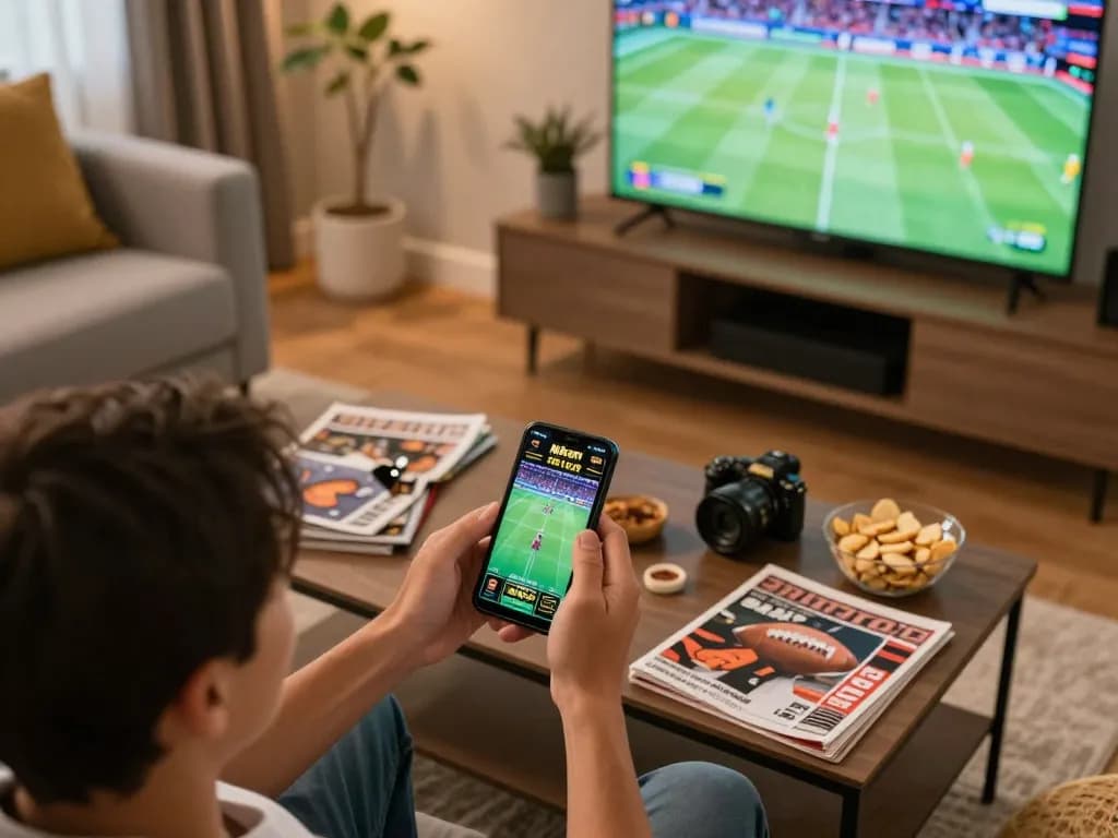 Bongdalu user placing a sports bet on smartphone while watching live football match.
