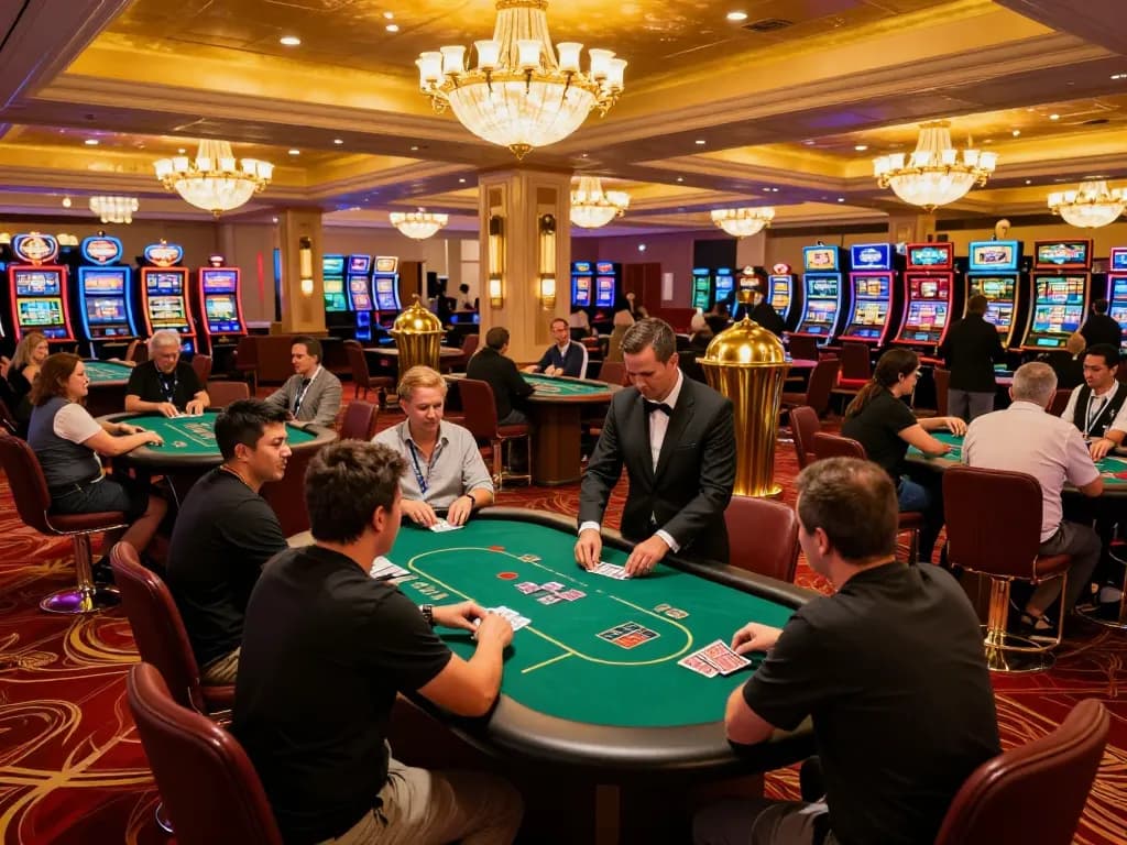 Experience the excitement of 99Win casino gameplay with players at vibrant poker tables.