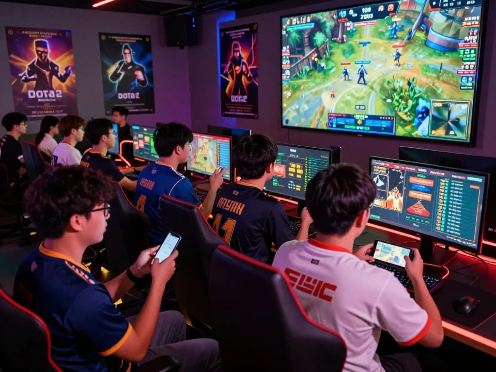 Exciting esports betting scene in Singapore showcasing fans analyzing odds and celebrating competitive matches at the GGLBET SG lounge.