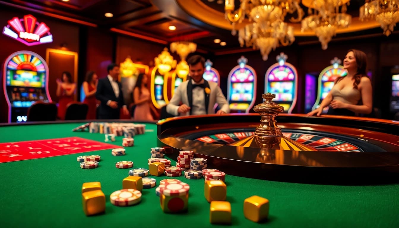 33WIN enhances the excitement of high-stakes gambling at a luxurious roulette table.