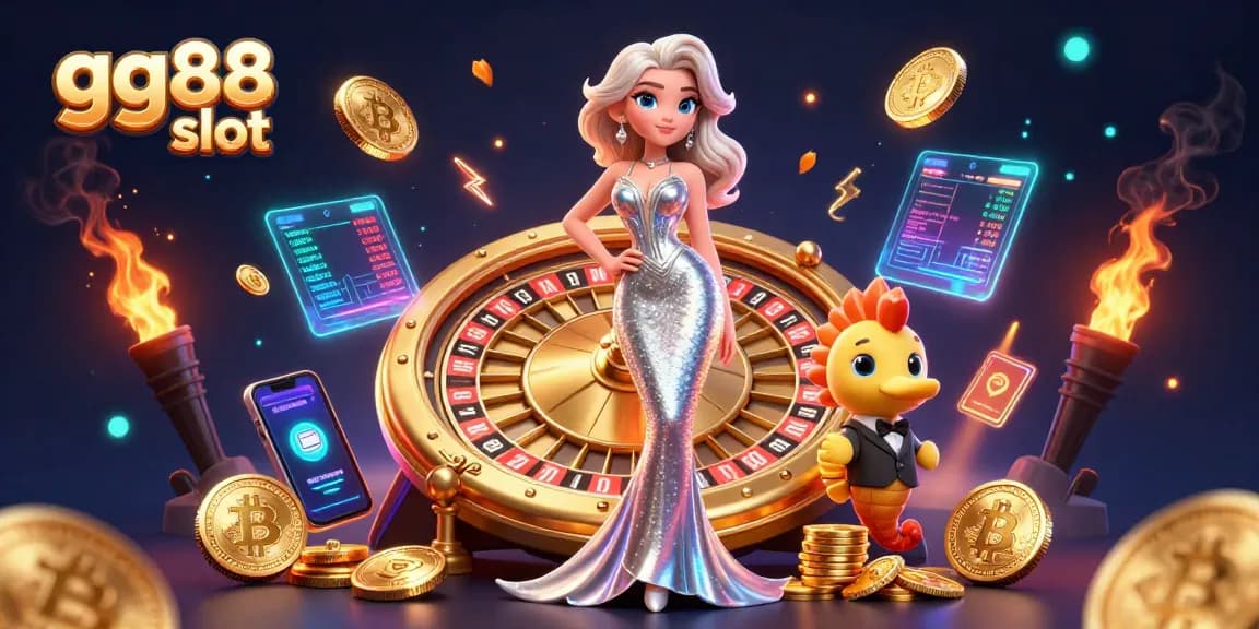 Engage with the vibrant gg88 slot scene featuring thrilling casino elements and a dazzling mermaid character.