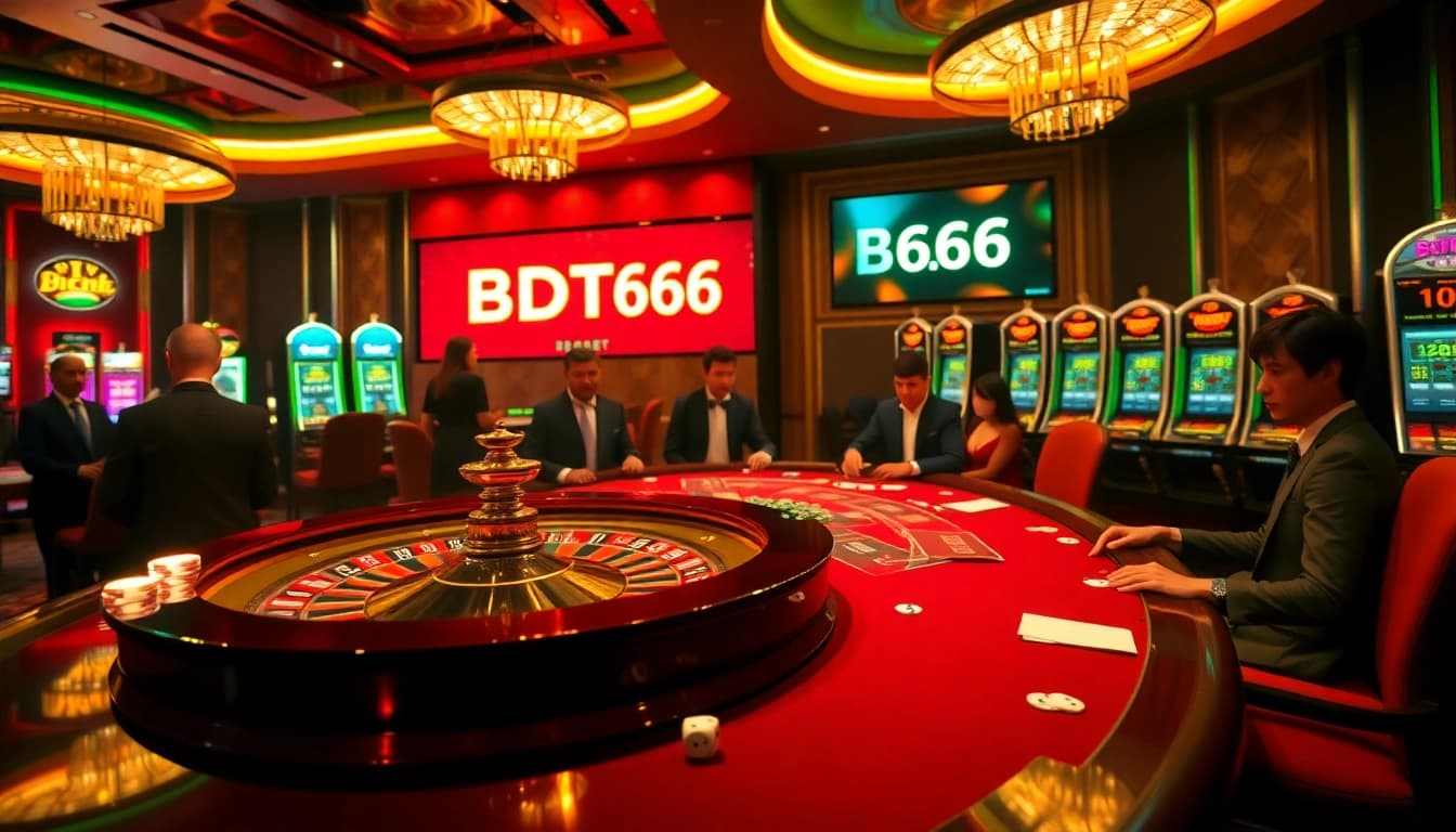 Experience the thrill of BDTK66 with players at an upscale casino table.