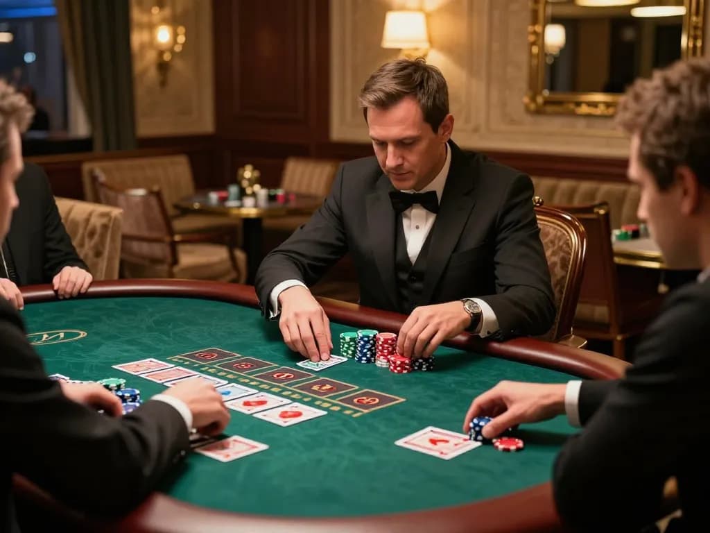 Players at g28 com blackjack table making strategic bets in a luxurious gaming room.