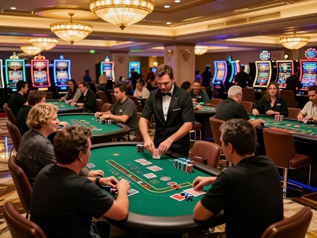 Players enjoying blackjack at LV88 casino with dynamic action and vibrant atmosphere