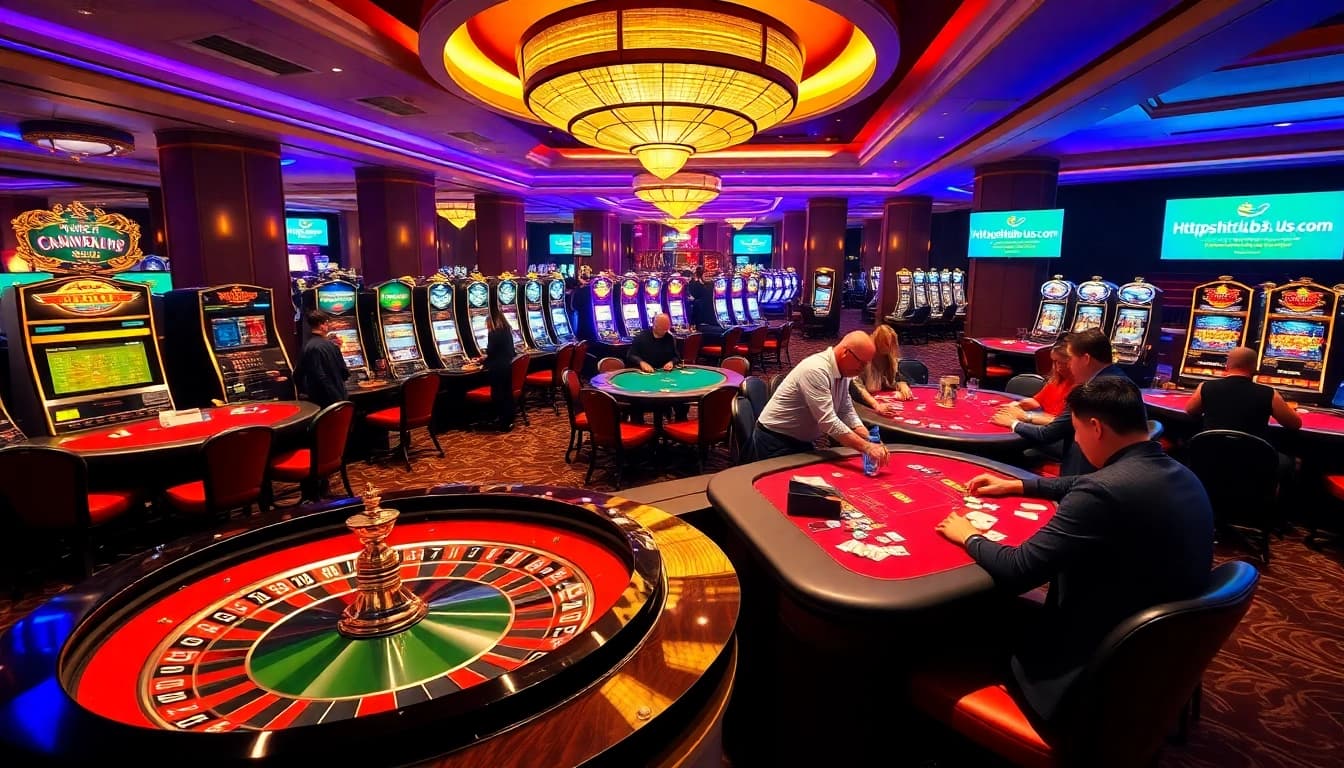 Experience thrilling gambling action at https://hitclub9.us.com/ with vibrant casino game tables and lively players.