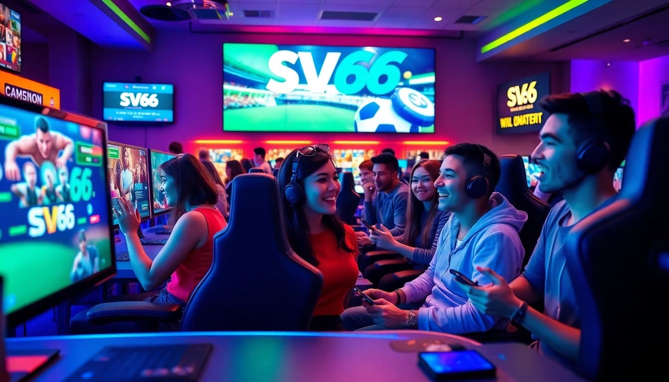 Exciting gaming atmosphere featuring diverse players at https://sv66s.net/, showcasing various games and promotions.