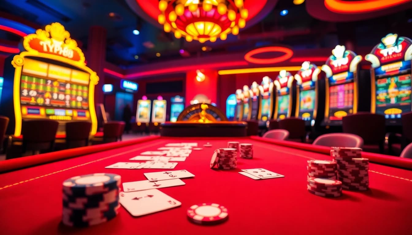 Experience the thrill of Typhu88's dynamic casino environment with live games and vibrant visuals.