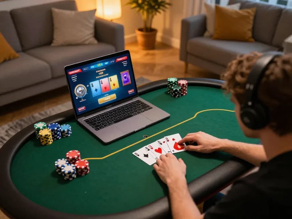 Player focusing on link vào poker game interface during an engaging online session.