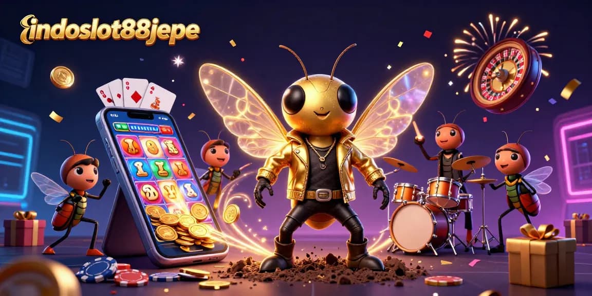 Experience exciting wins with indoslot88jepe dynamic 3D casino scene showcasing vibrant characters and games.
