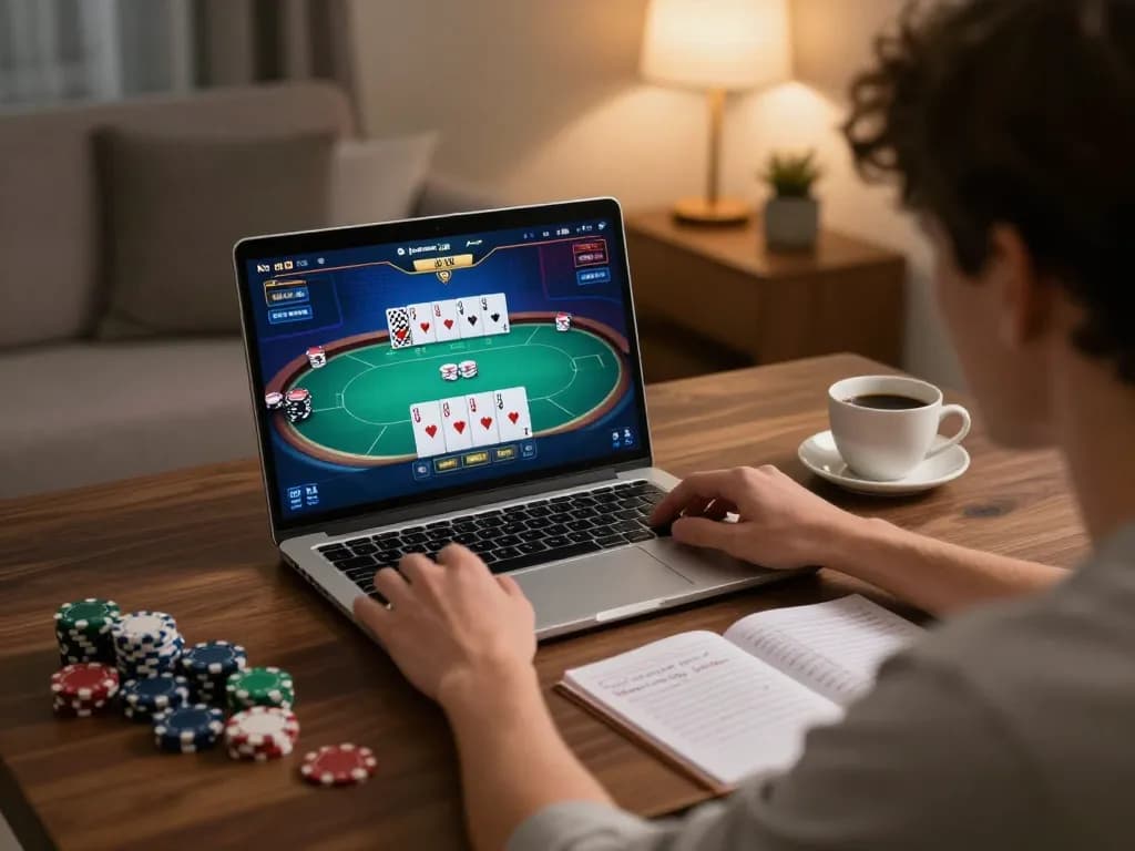 Pemain Bintangmpo terlibat dalam permainan poker online yang mendebarkan di rumah, fokus pada strategi dan kenyamanan