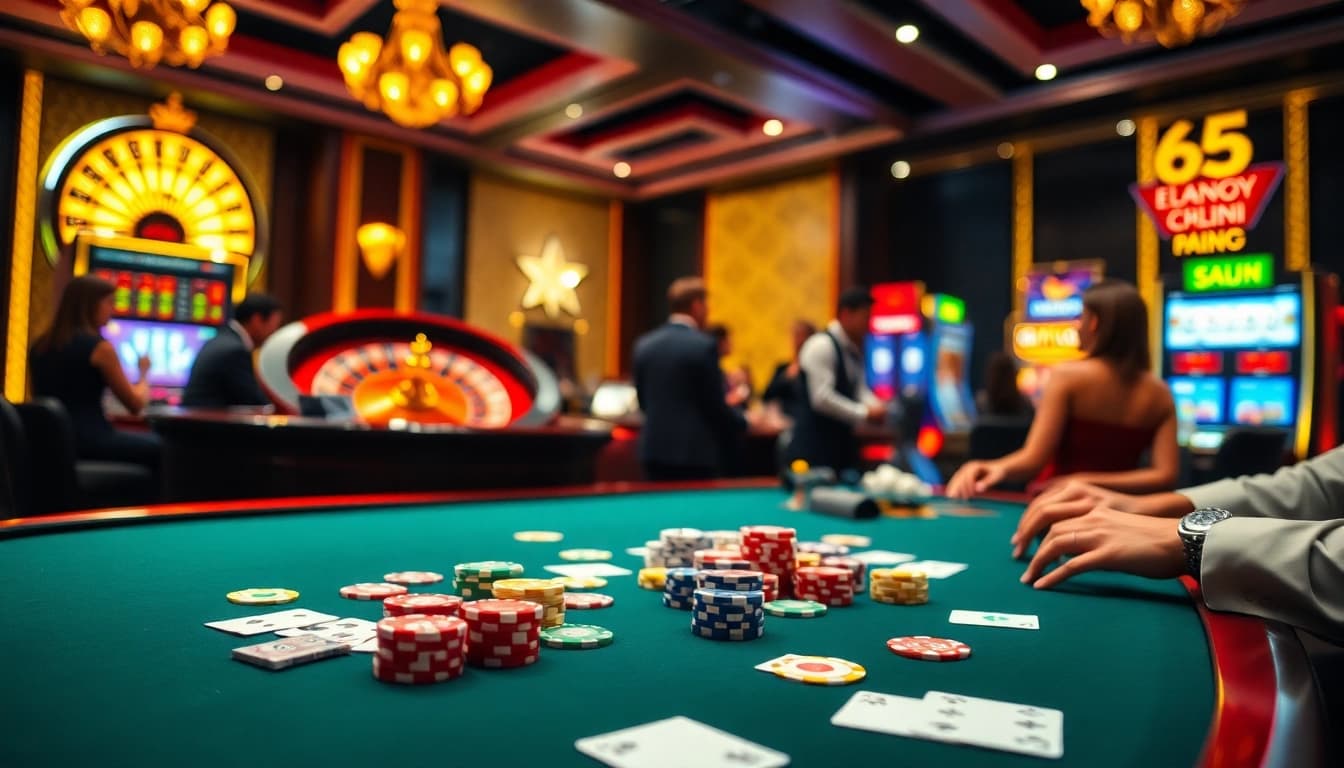 Experience the thrilling atmosphere of 888newz.com with vibrant casino games and luxurious decor.