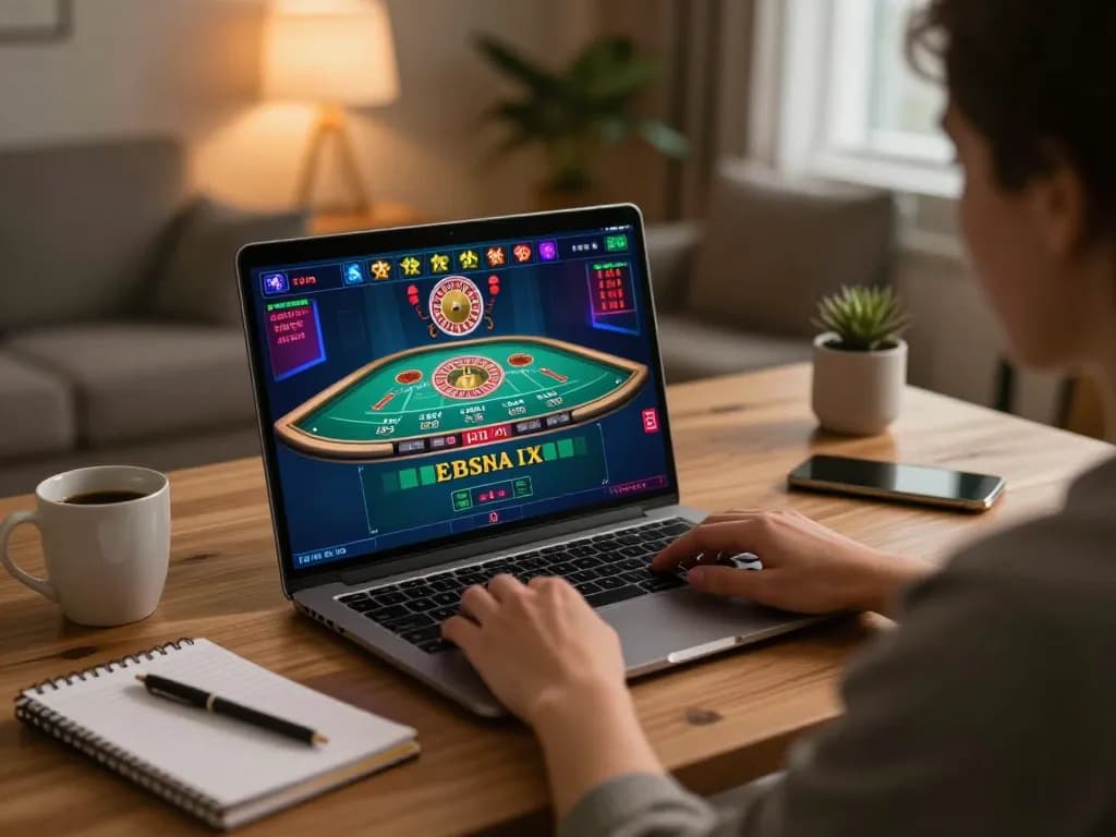 Experience strategic gameplay at TT88 while engaging with live dealer games in a stylish home office.