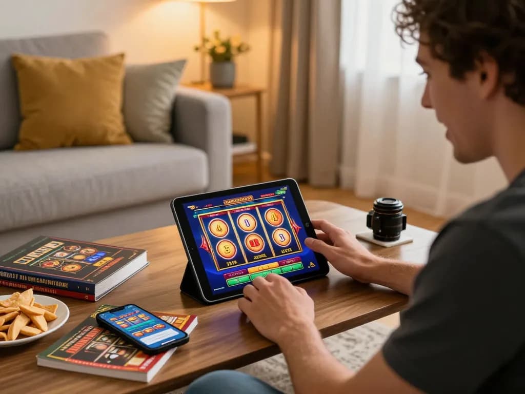 Engaging in situs slot online game with excitement and strategy in a cozy home setting