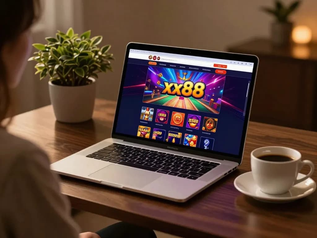 Engaging gaming experience with xx88 online casino interface displayed on laptop.
