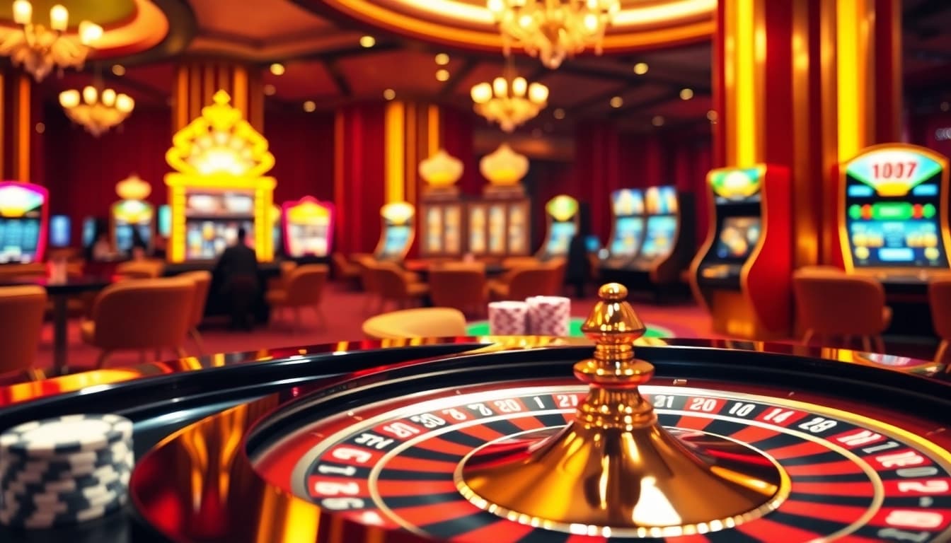 Experience the thrill of gambling with the online portal https://nohu90.social/ showcasing vibrant slot machines and active gaming tables.