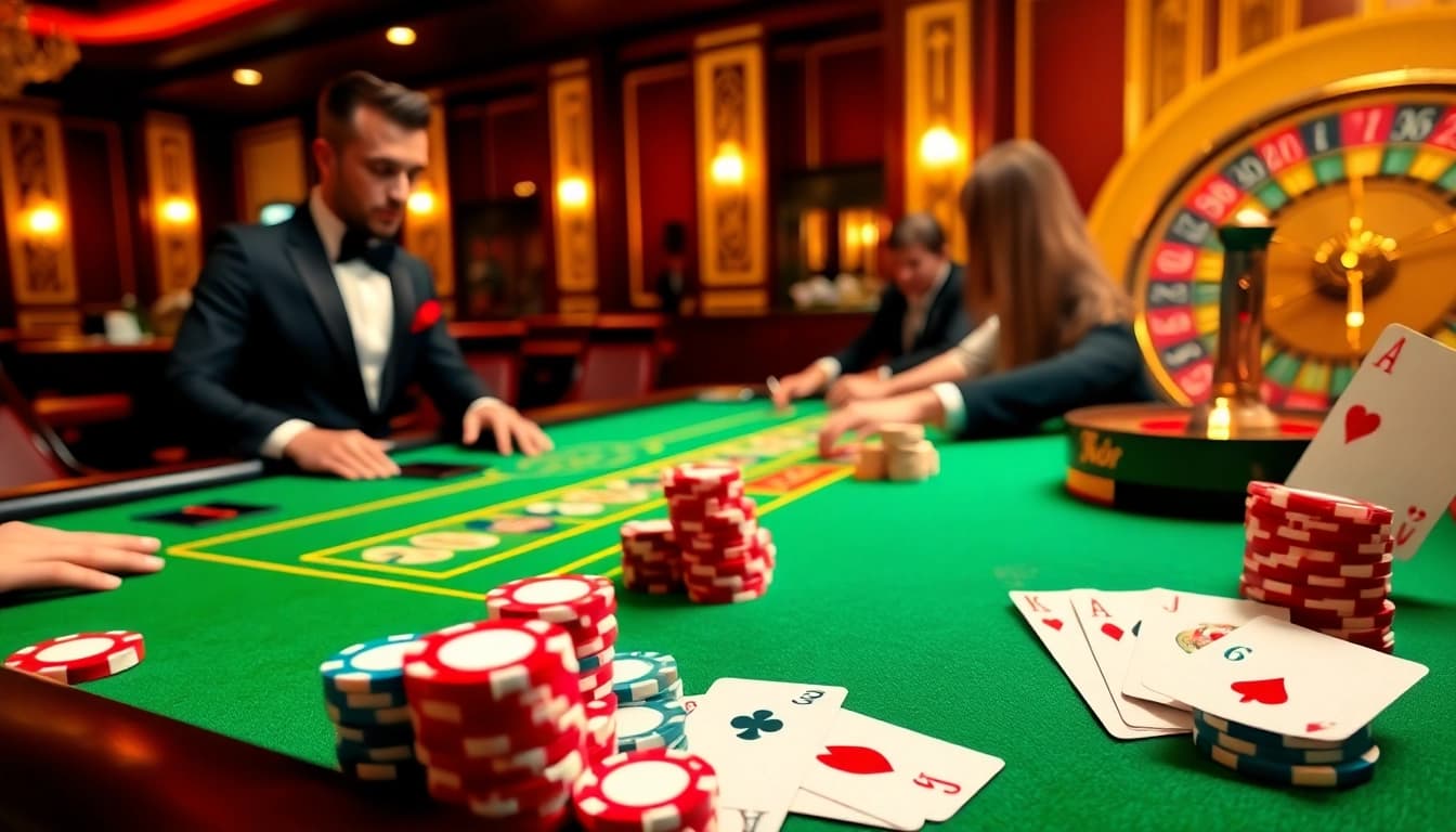 Experience high-stakes gaming at Bay789 with vibrant poker chips and thrilling action at the casino table.