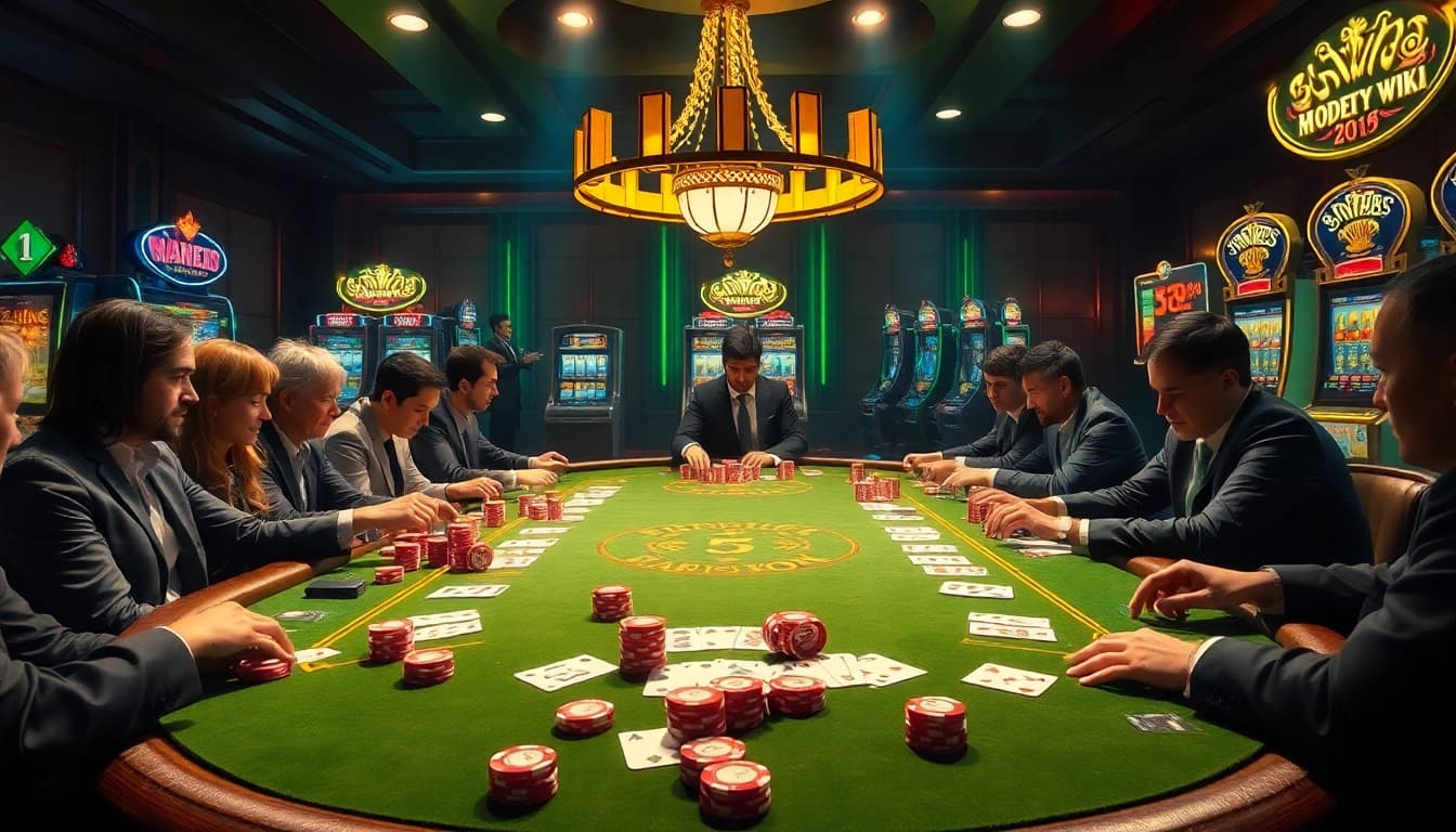 The hidden wiki reveals secrets of casino strategy while showcasing an exciting gaming table filled with poker chips and lively players.