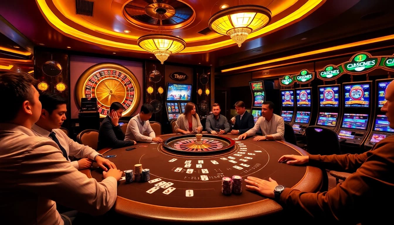 Experience the thrill of gaming at 12BET with vibrant casino visuals including cards and slots.