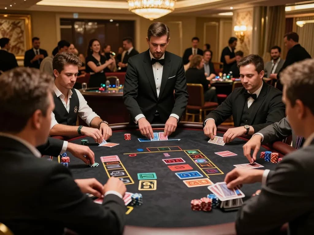 Experience thrilling blackjack action at du88 casino table with players engaged in strategic bets.