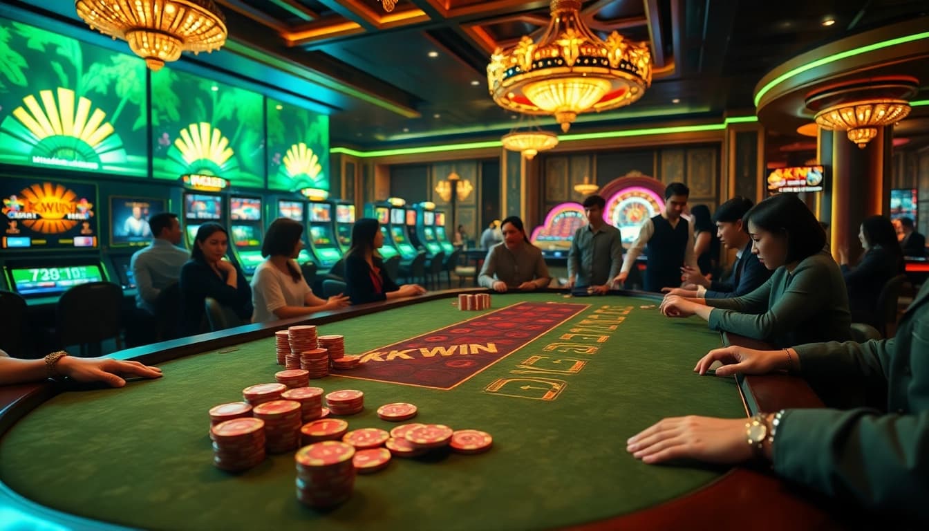 Experience thrilling gameplay at KKWIN with vibrant casino tables and exciting betting action.