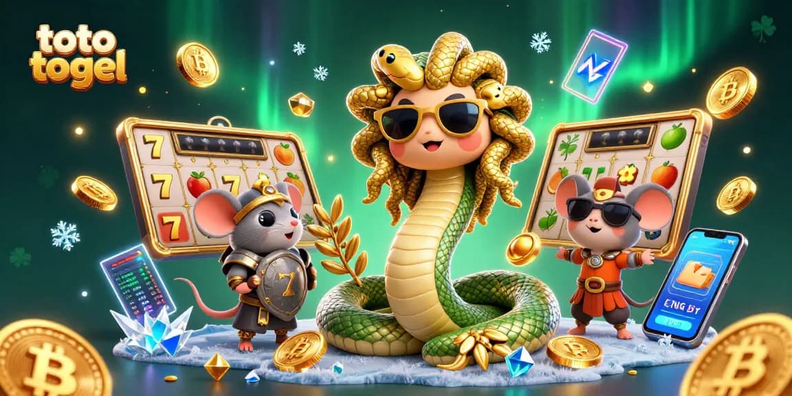 Experience winning with toto togel in a captivating scene featuring Medusa and lucky casino elements.