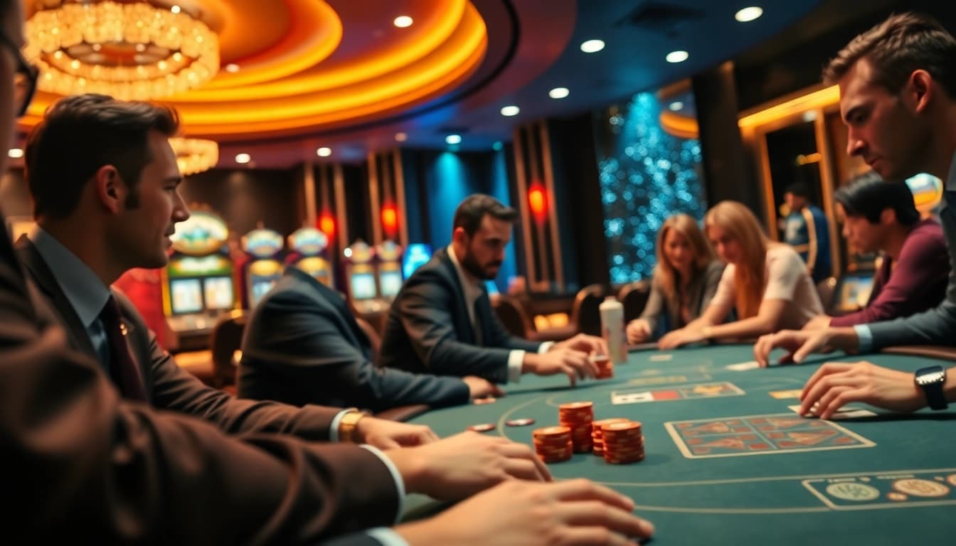 Engaging online gambling Malaysia experience at a casino table with focused players.