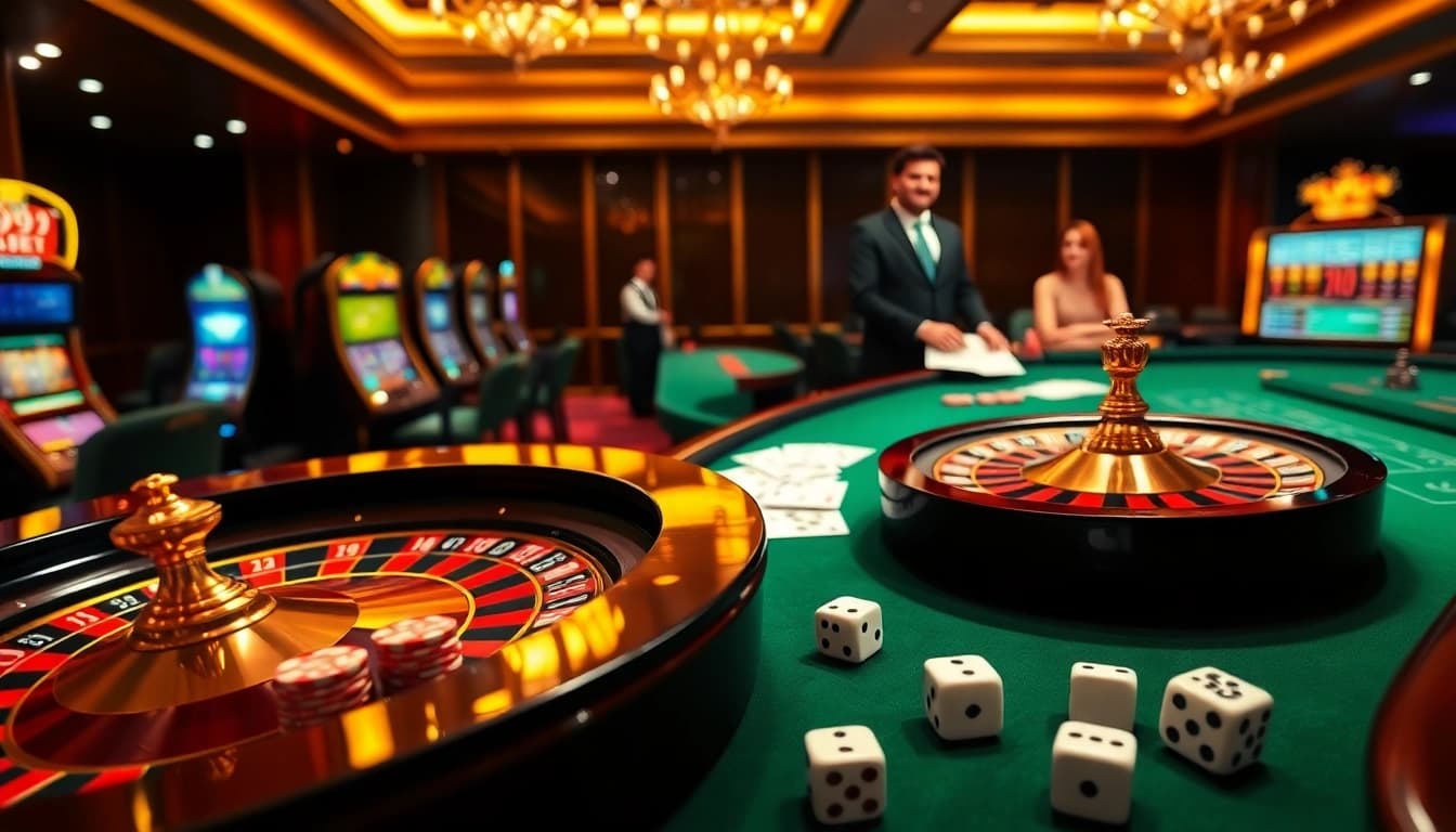 Experience the excitement of 999BET gaming with vibrant casino elements and tables.
