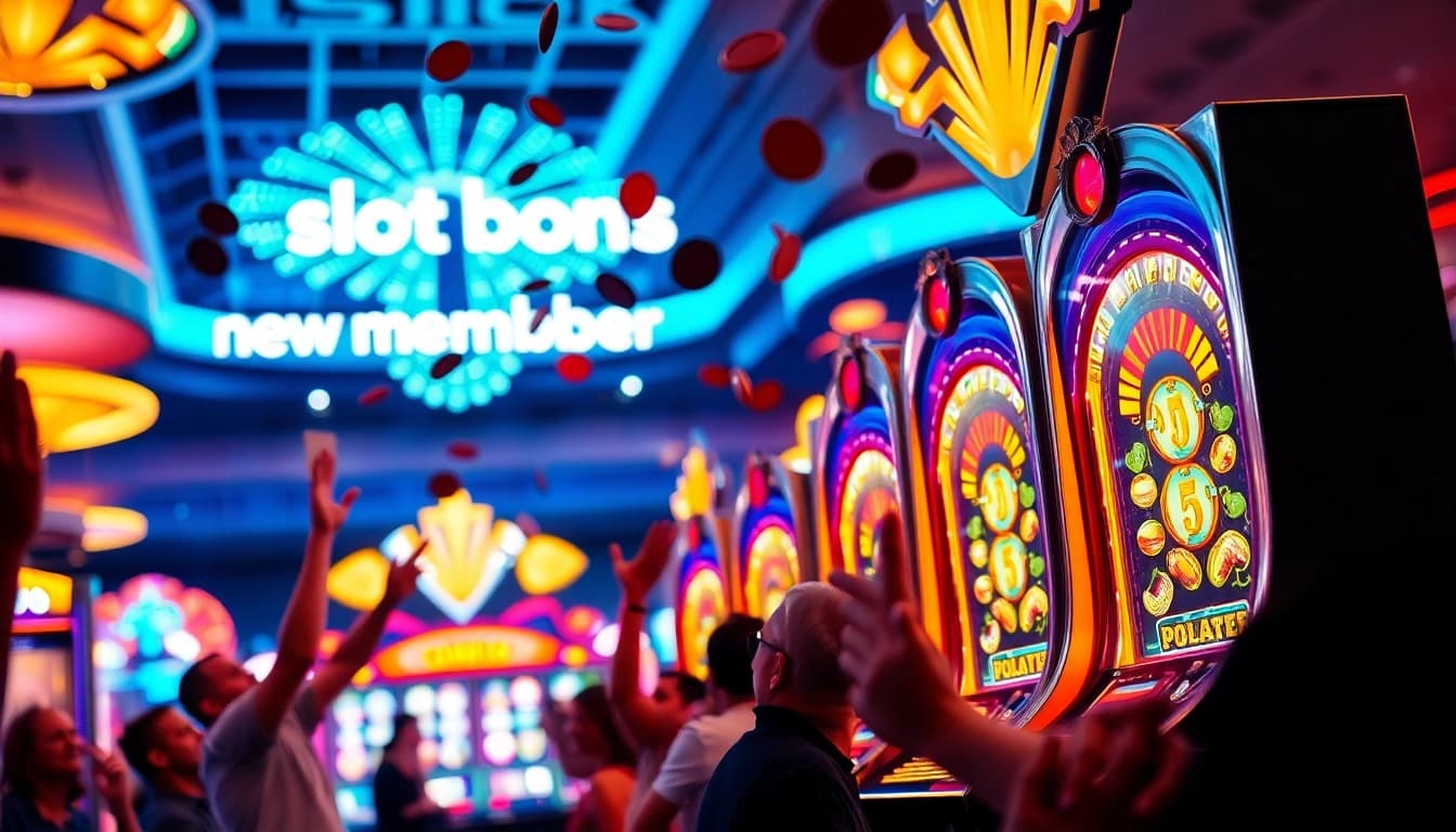 Experience the excitement with a slot bonus new member as players celebrate wins at the casino.