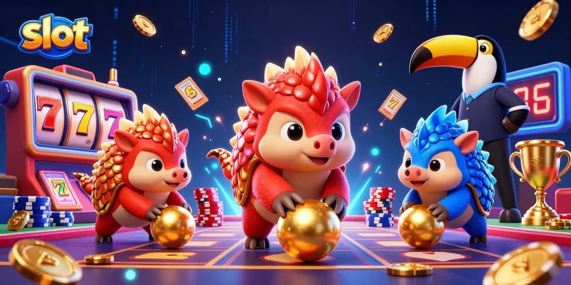 Engage in thrilling slot gameplay with dynamic pangolins and vibrant casino elements