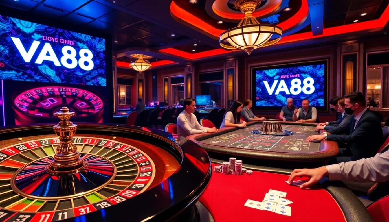 Experience the thrill at VA88 casino featuring vibrant gaming tables and exciting players.