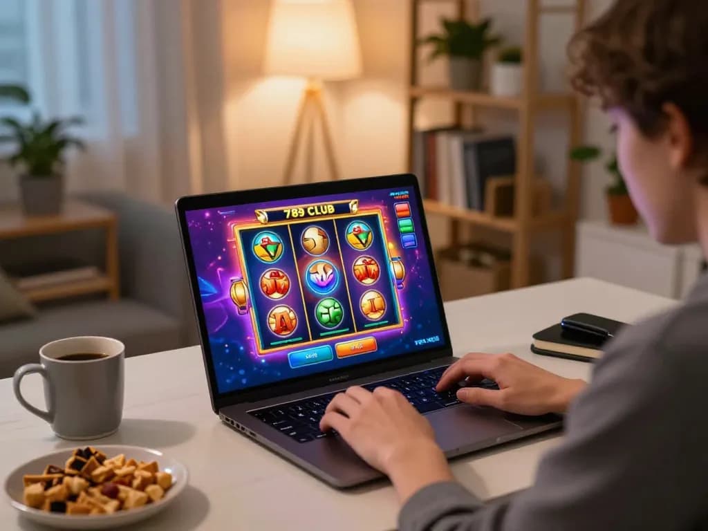 Engaging gameplay experience at 789 CLUB, showcasing vibrant slots on a laptop.