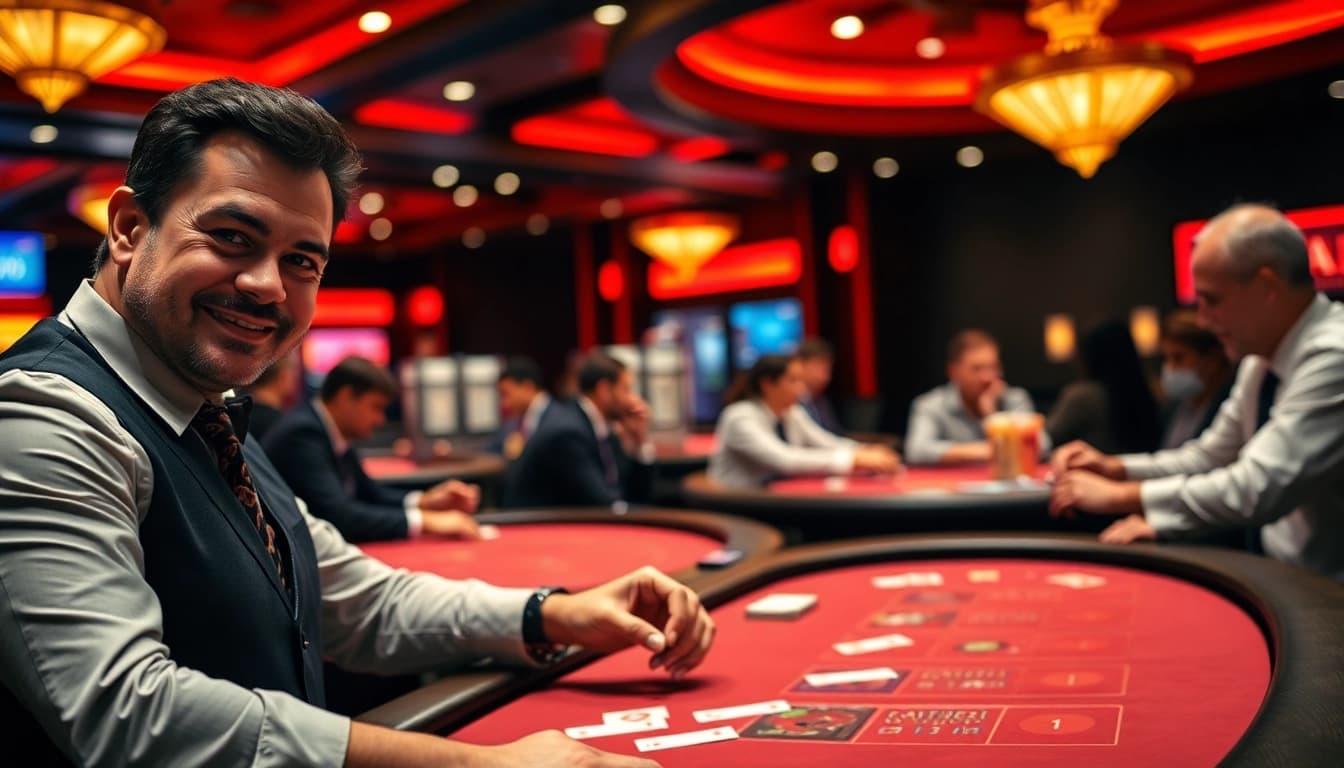 Uvip gaming table bustling with excitement as players engage in thrilling casino action.