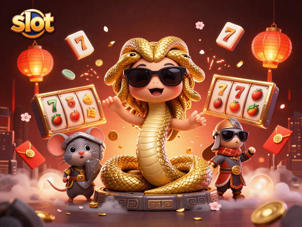 Spin the slot reels and win big with vibrant gaming symbols in a dynamic casino scene.