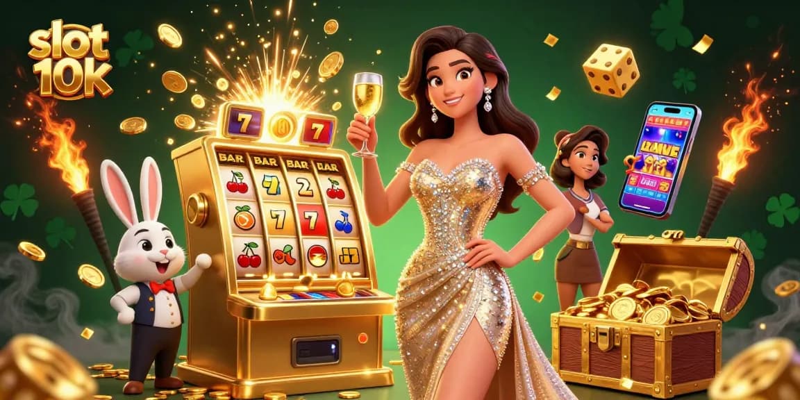 Experience thrilling wins with slot 10k in this vibrant casino scene featuring a jackpot explosion.