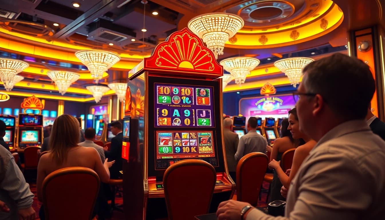 Slot gacor mudah menang pada mesin slot berkilauan dengan pemain bersemangat.