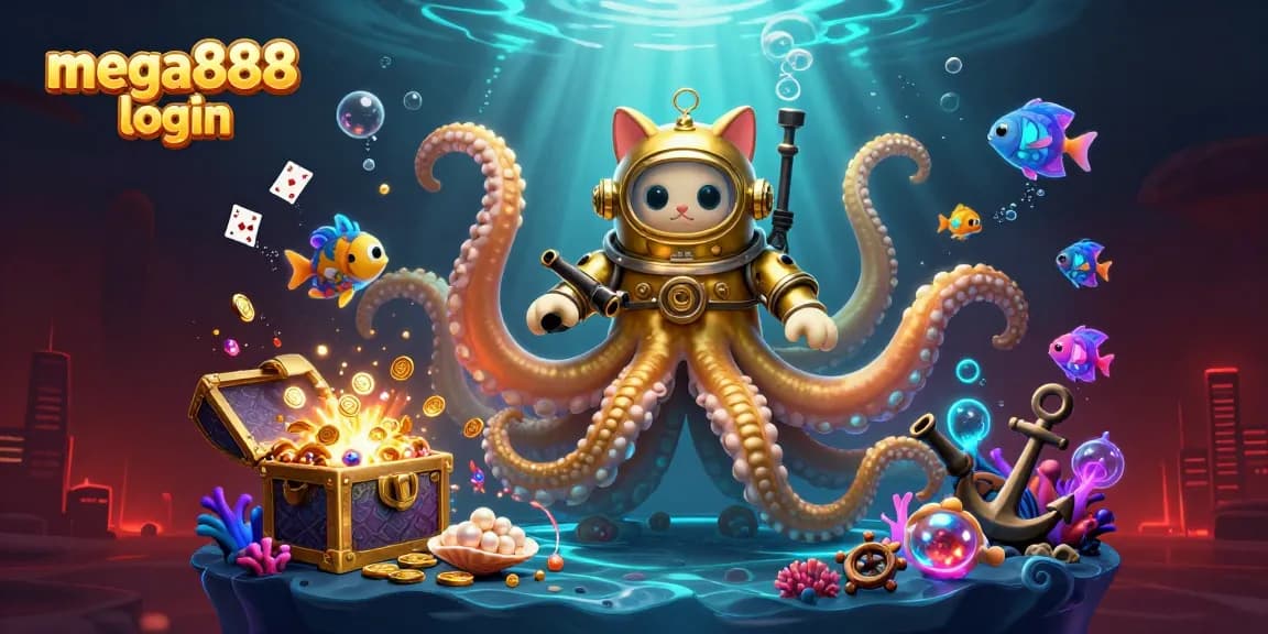 Alami pengalaman login mega888 yang lancar dengan watak dinamik dan elemen grafik yang ceria dalam ilustrasi ini.