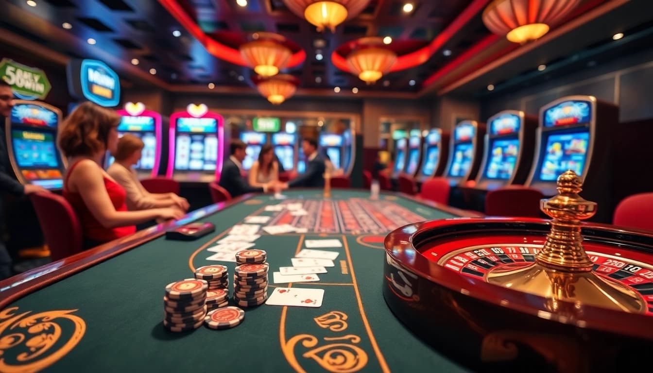 Experience the excitement of playing high-stakes poker at 58win casino with vibrant tables and sleek design.
