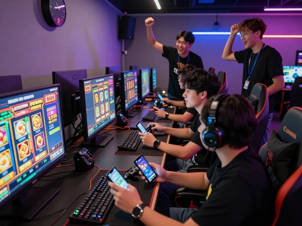 Exciting gaming scene with players enjoying SLOT GACOR slot games in a vibrant setting.