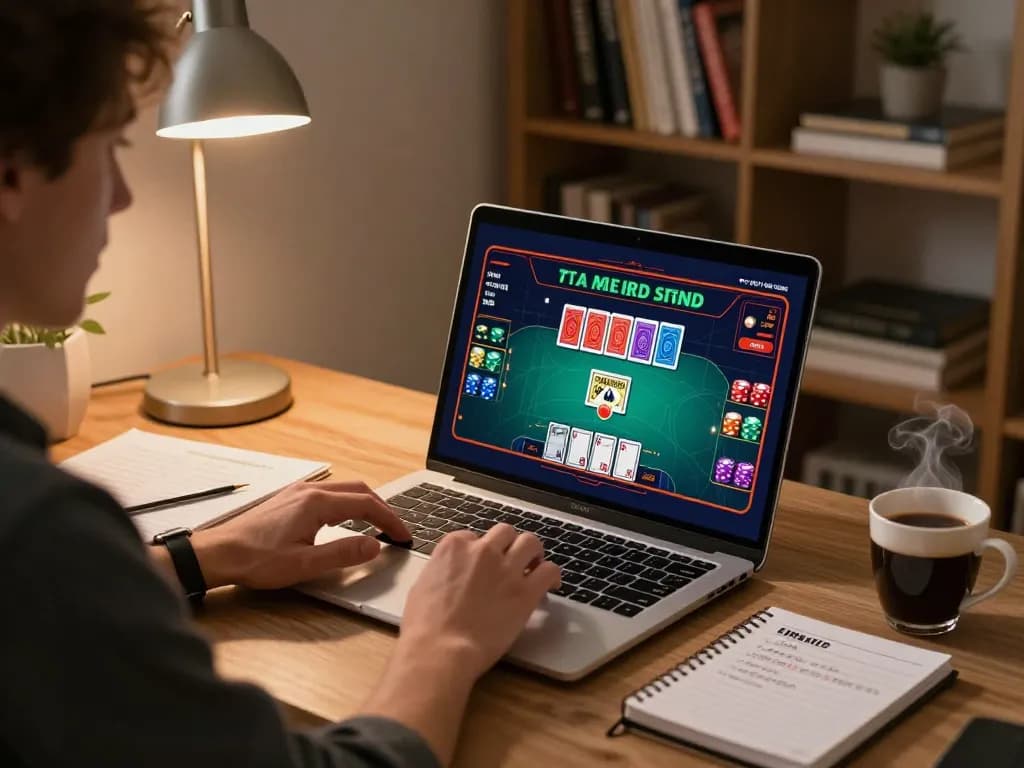 Engaging live dealer gameplay on MK8 with a player analyzing strategies at home.
