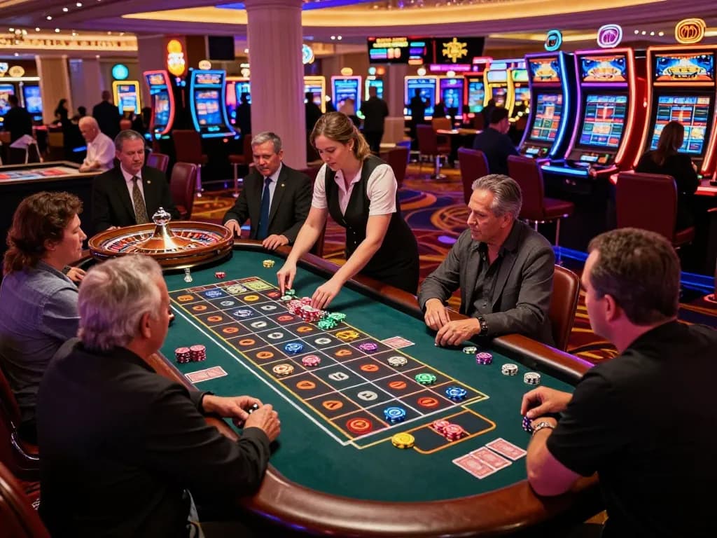 F168 players engaging in a thrilling roulette game within a vibrant casino atmosphere