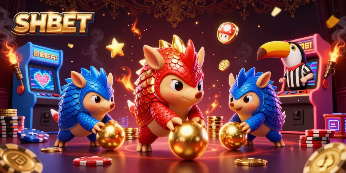SHBET pangolins compete in a vibrant casino scene showcasing thrilling gaming action.