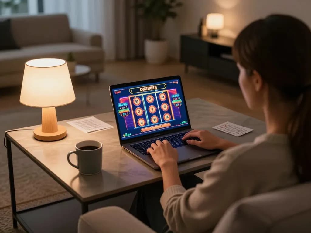Enjoying online gambling at home with a reputable casino platform showcasing nhà cái uy tín interface on screen