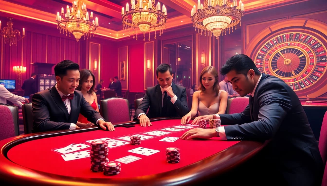 Intense poker game action at 789WIN with elegant chips and vibrant ambiance.