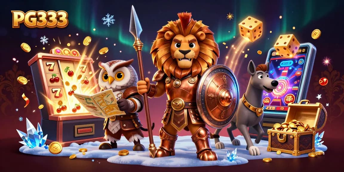 Experience thrilling jackpots with PG333 in this vibrant 3D digital casino scene.