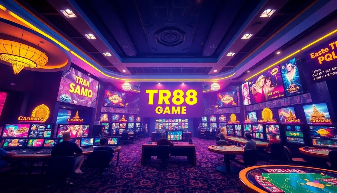 TR88 GAME showcasing a vibrant online gaming platform with sports betting, slots, and live casino excitement.