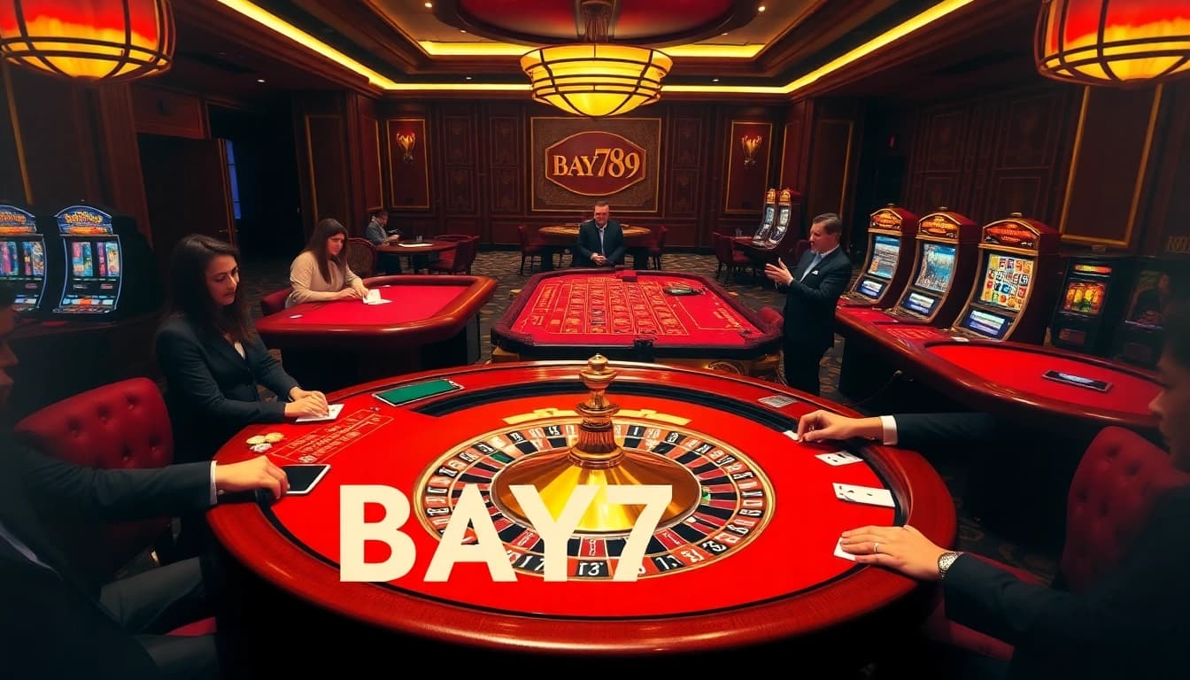 Experience thrilling gameplay at Bay789's luxurious casino, featuring roulette, cards, and excitement.