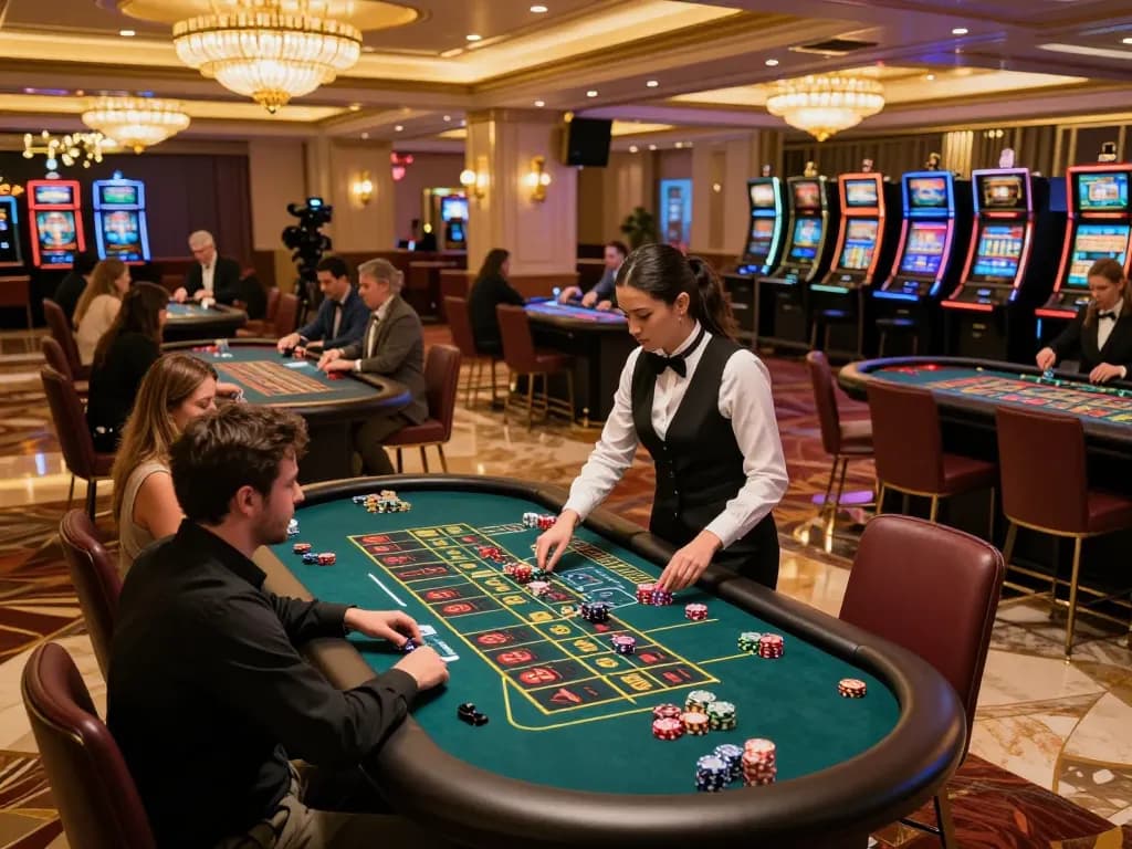 FABET players engaged at roulette table during exciting high-stakes gaming session.