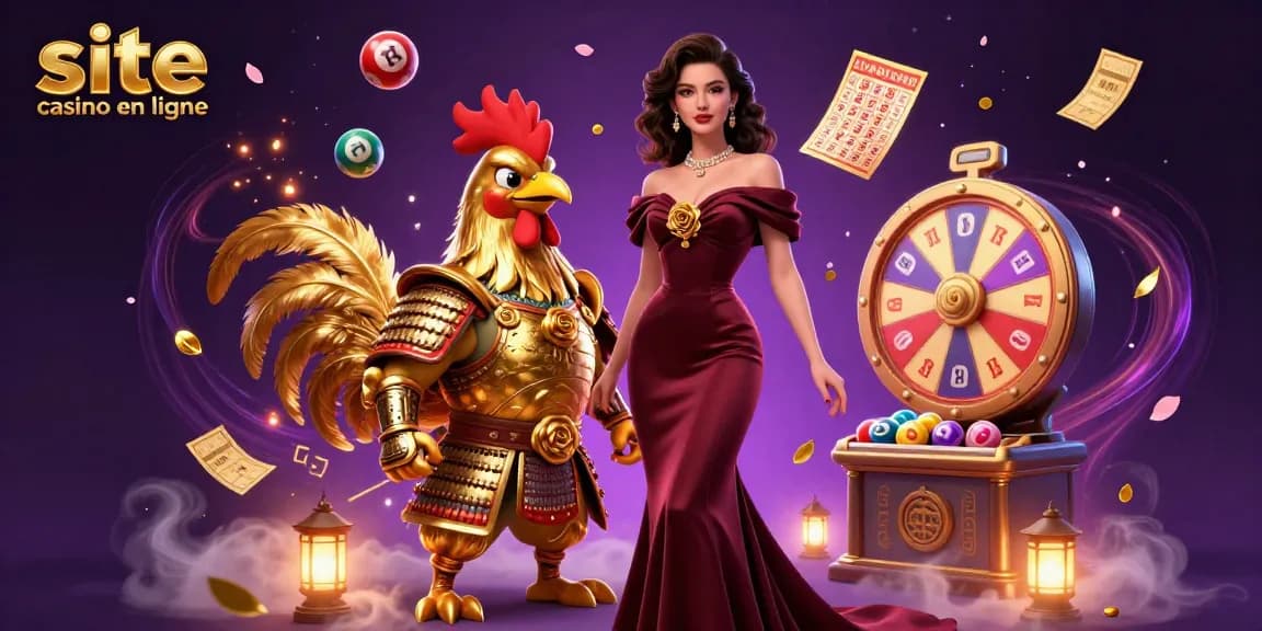 Vivez l'excitation de gagner sur site casino en ligne entouré d'éléments de loterie colorés et d'une énergie vibrante.
