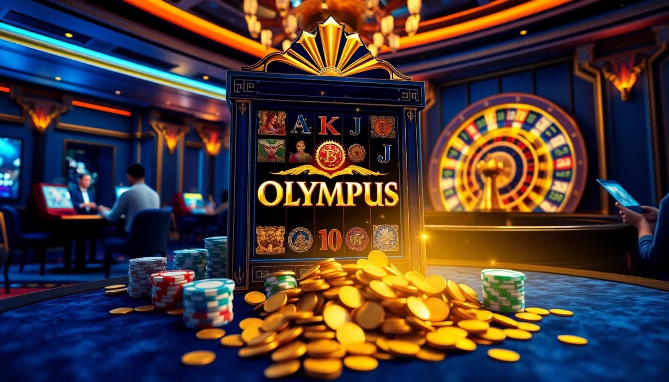 Engaging players enjoying the Olympus slot game at a luxurious online casino.