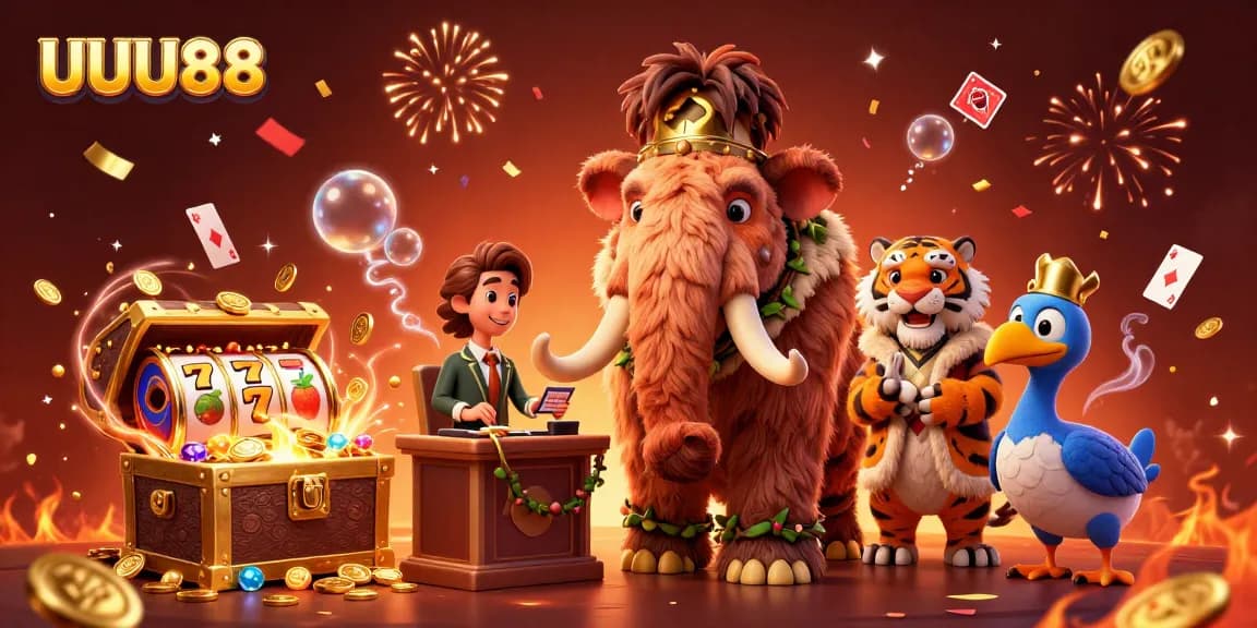 Experience the excitement at UUU88 casino, where a woolly mammoth checks IDs for VIP guests.